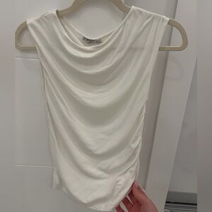 Stradivarius White Sleeveless Drape Top